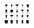 Drink glassware flat line icons set. Bar glasses, stemware for different drinks. Simple flat vector illustration for Royalty Free Stock Photo