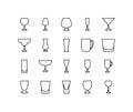 Drink glassware flat line icons set. Bar glasses, stemware for different drinks. Simple flat vector illustration for Royalty Free Stock Photo