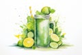 Drink green background juice mint fresh lemonade fruit Royalty Free Stock Photo