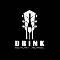 Drink Guitar Live Music Concert on Bar Cafe Restaurant Pub Nightclub logo design