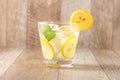 Drink for hot summer days. Fresh lime and lemon lemonade with mi
