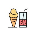 Drink, Ice Cream, Summer, Juice  Flat Color Icon. Vector icon banner Template Royalty Free Stock Photo
