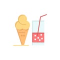 Drink, Ice Cream, Summer, Juice  Flat Color Icon. Vector icon banner Template Royalty Free Stock Photo