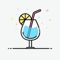 Drink icon in filled outline style for summer poster and social media banner. Blue hawaii vector icon