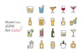 Alcohol-icon Set Line design color