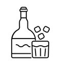 Drink icon vector. Bottle of whiskey, vodka, gin, brandy symbol. Drinks glass of ice water. Royalty Free Stock Photo