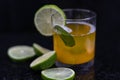 Drink, juice in a glass with a lemon slice Royalty Free Stock Photo