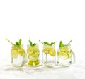 Drink lime lemon mint ice cocktail lemonade Royalty Free Stock Photo