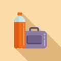 Drink and lunch box icon flat vector. School food Royalty Free Stock Photo