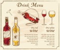 Drink menu elements.