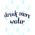 Drink more Water. Vector handwritten motivation poster