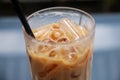 Drink scene of ice latte coffee in glass
