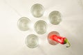 Drink set with shots of vodka and red pepper/Drink set with shot Royalty Free Stock Photo