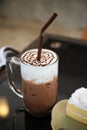 Drink set on table, Sweet milkshake with chocolate for healthy dessert Royalty Free Stock Photo