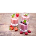 Drink smoothies four summer strawberry, blackberry Royalty Free Stock Photo