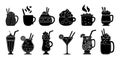 Drink summer flat set coffee glyph cartoon vector