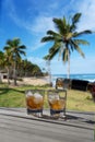 Drink for two on a Caribbean beach