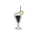 Drink vector icon set. Cocktail icon. Glass with ice cream and lime slice. Line and flat icon. Bar symbol Royalty Free Stock Photo