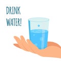 Drink Water Concept Flat Vector Illustration