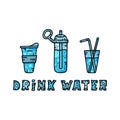 Drink water doodle hand drawn illustration Royalty Free Stock Photo