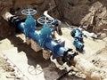 Drink Water Factory. Renewal underground pipelines, valve gates and metal pipes. Royalty Free Stock Photo