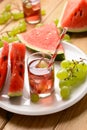 A drink of watermelon and grapes with ice cubes Royalty Free Stock Photo