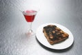 Drink in Wineglass and Raisin Toast Royalty Free Stock Photo