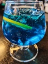 Drinking blue cocktails