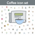 Drinking coffee with newspaper colored icon. Coffee icons universal set for web and mobile Royalty Free Stock Photo