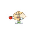 Drinking in cup cardboard open with character mascot shape Royalty Free Stock Photo