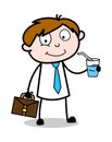 Drinking Energy Drink - Office Businessman Employee Cartoon Vector Illustration