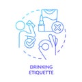 Drinking etiquette blue gradient concept icon Royalty Free Stock Photo