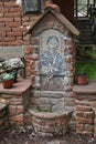 Drinking fountain with mosaic ikon of St. Petka, Serbia