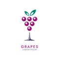 Drinking Glass Shaped Grape Bunch Logo
