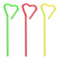 Drinking heart shaped colorful straws isolated Royalty Free Stock Photo