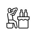 Black line icon for Drinking, debauchery and hangover