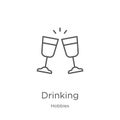 drinking icon vector from hobbies collection. Thin line drinking outline icon vector illustration. Outline, thin line drinking