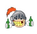 Drinking knight head cartoon