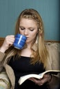 Drinking Morning Coffee & Reading Royalty Free Stock Photo