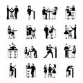 Drinking People Set Black And White Royalty Free Stock Photo