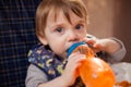 Drinking some water from a bottle Royalty Free Stock Photo