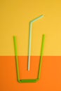 Drinking straws for colored background. Colorful plastic straws used for drinking water or soft drinks Royalty Free Stock Photo