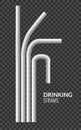 Drinking straws set. Vector colorful pipe tube plastic straw for juice, cocktail isolated