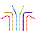 Drinking straws set. Vector colorful pipe tube plastic straw for juice, cocktail isolated Royalty Free Stock Photo