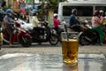 Drinking tea watching rush hour in Ho Chi Minh City Vietnam Royalty Free Stock Photo