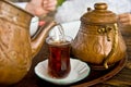 Drinking Traditional Turkish Tea Royalty Free Stock Photo