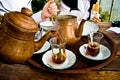 Drinking Traditional Turkish Tea With Friends Royalty Free Stock Photo