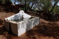 Drinking trough for horses. Day of the Pilgrimage of the Virgin Queen of the Angels Royalty Free Stock Photo