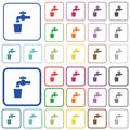 Drinking water outlined flat color icons