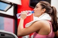 Drinking water at the gym